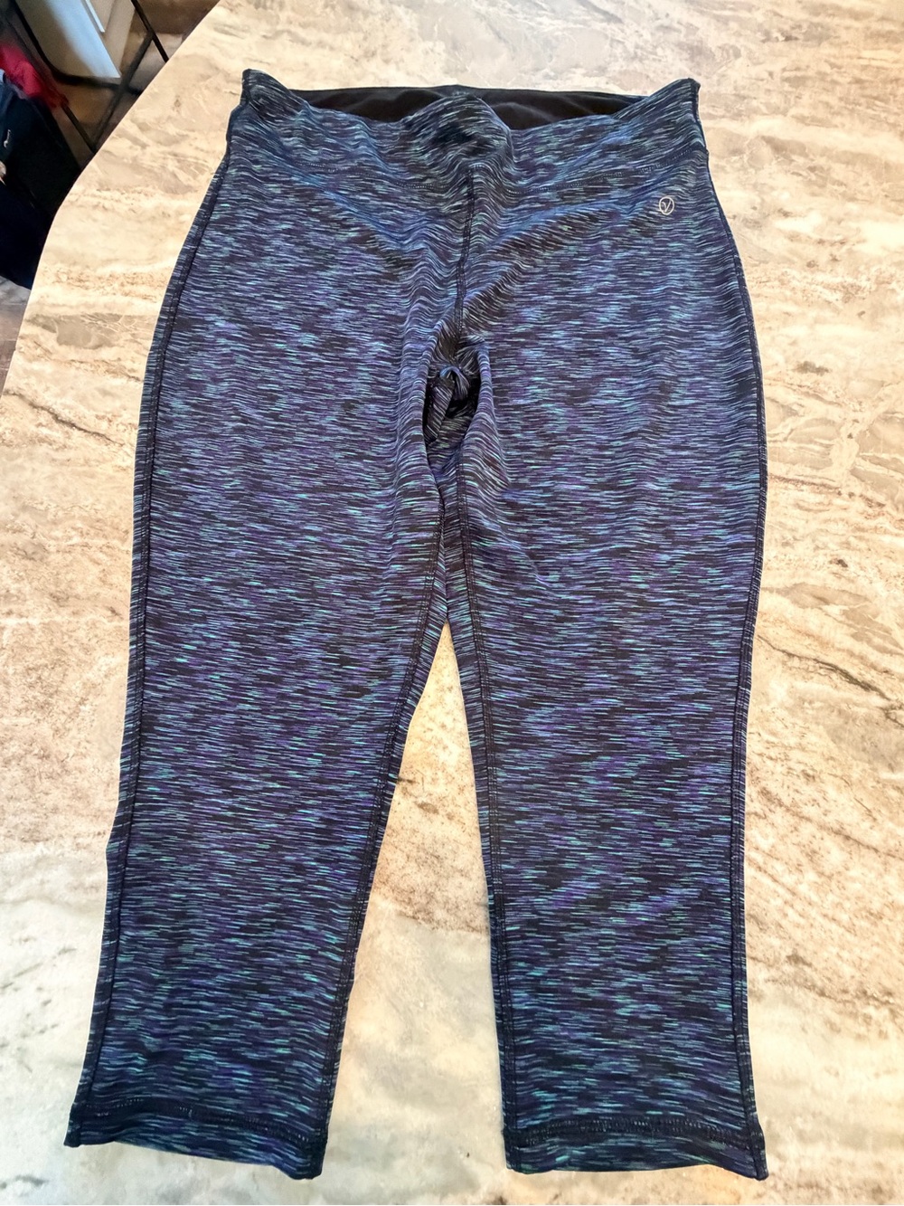 VOGO Athletica XL Space Dye Crop Leggings Blue Teal Purple Yoga Workout Pants